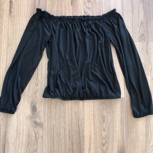 Black off the shoulder long sleeve shirt